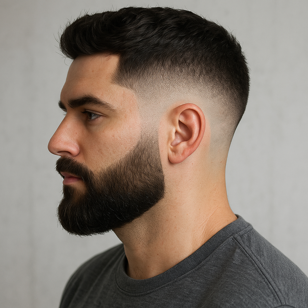 drop fade with beard