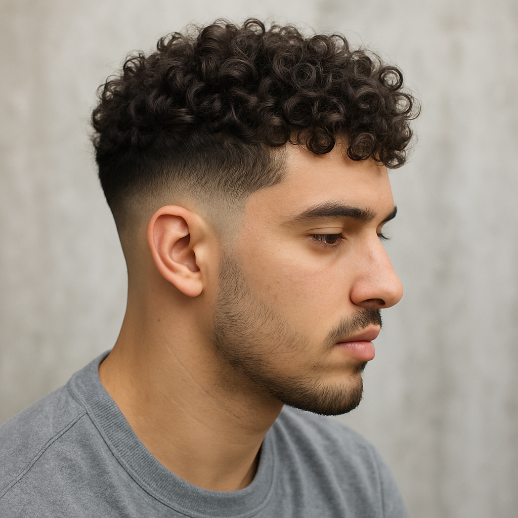 drop fade with curly hair