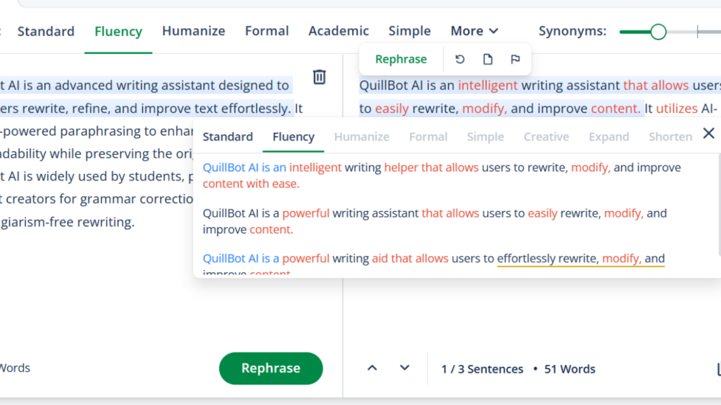 Quill Bot AI fluency